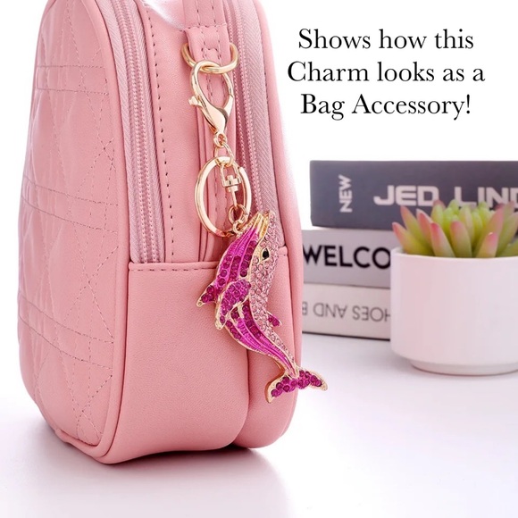 Blue and Gold Crystal Whale Keychain Charm - Picture 4 of 16